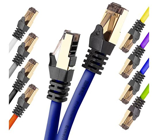 Cat8 Be Câble Ethernet Bleu 1,5 M - Bande Passante 2ghz - Transmission Des Données 40 Gigabits