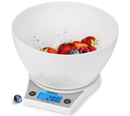 Balance De Cuisine - Capacité 5kg - Écran Rétroéclairé - Bol De 1,5 L - Précision 1g