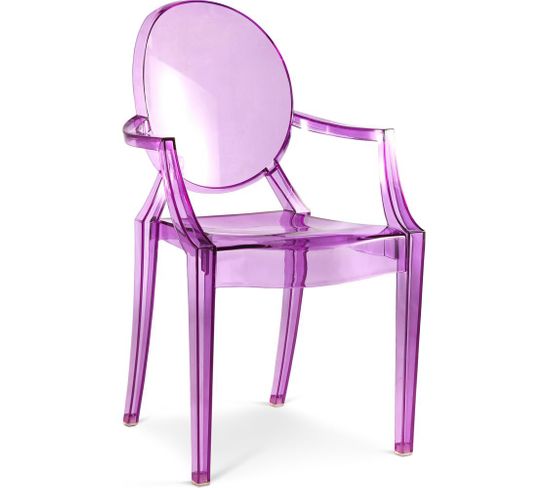Chaise De Salle À Manger Transparente - Design Avec Accoudoirs - Louis King Violet Transparent