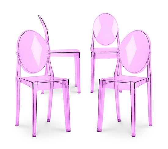 X4 Chaise À Manger Victoire Design Transparent Violet Transparent