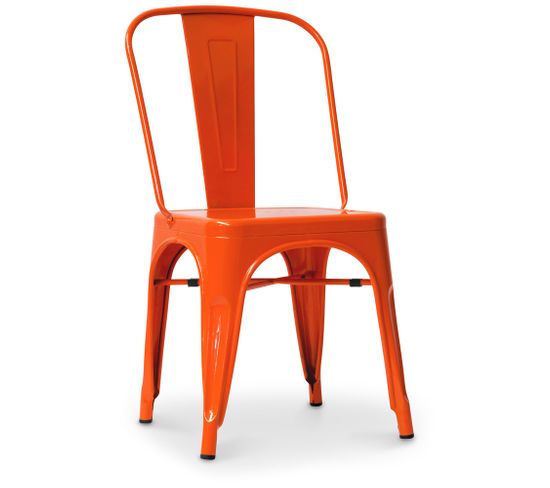 Chaise De Salle À Manger Bistrot Metalix Design Carré En Métal - Orange