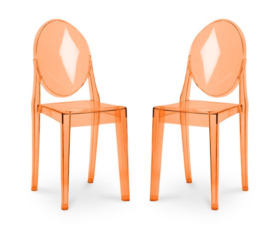 Lot De 2 Chaises De Salle À Manger Transparentes - Victoire  Orange Transparent