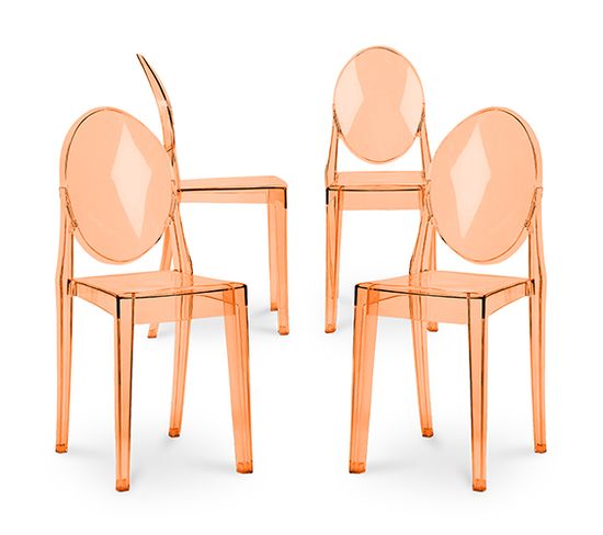 X4 Chaise À Manger Victoire Design Transparent Orange Transparent