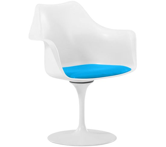 Chaise De Salle à Manger Avec Accoudoirs - Chaise Pivotante Blanche - Tulipan Turquoise