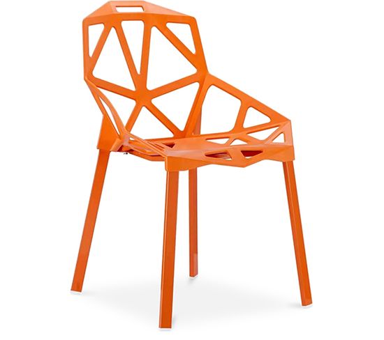 Chaise De Salle à Manger Design Mykonos - Pp Et Métal Orange