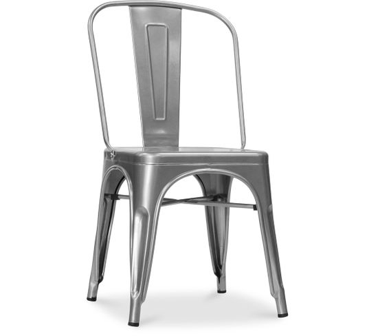 Chaise Style Bistrot Metalix - Siège Carré - Métal Argenté
