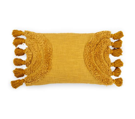 Coussin Rectangulaire Design Boho Bali En Coton Housse + Remplissage - Dolly Jaune