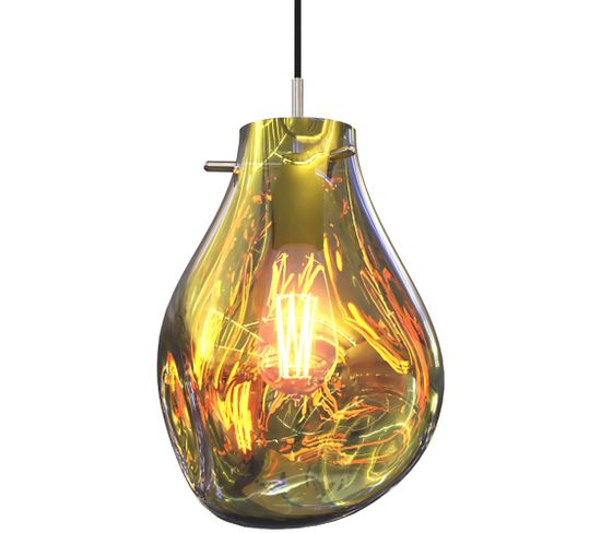 Lampe Suspendue Design Moderne, Verre Fumé - Nerva Doré