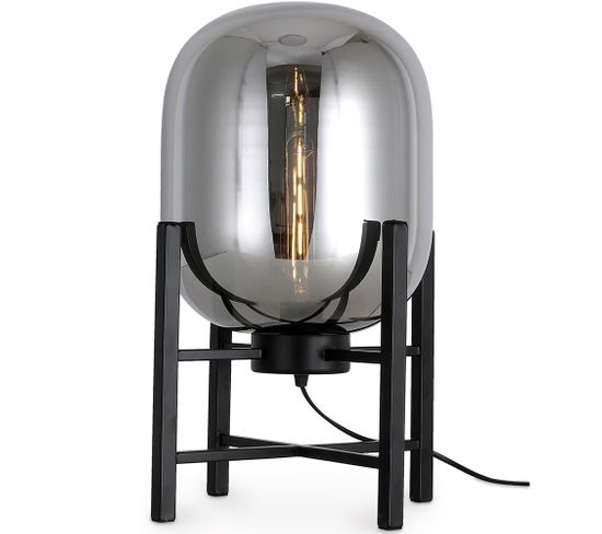 Lampe De Bureau Design Moderne, Métal Et Verre - Crada Fumée