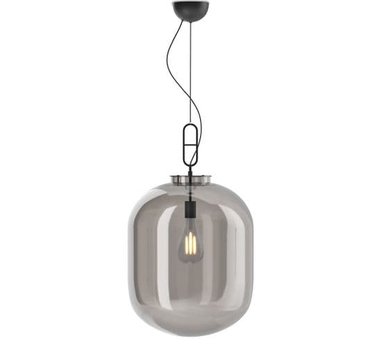 Lampe Suspendue Design Moderne, Métal Et Verre  - Crada - Moyen Fumée