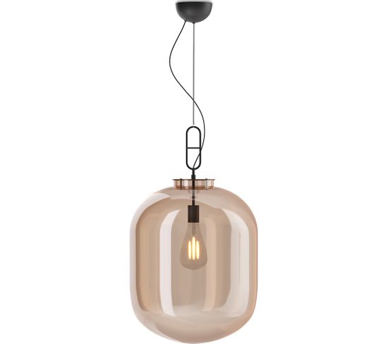 Lampe Suspendue Design Moderne, Métal Et Verre  - Crada - Grand Ambre