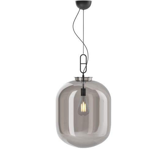 Lampe Suspendue Design Moderne, Métal Et Verre  - Crada - Grand Fumée