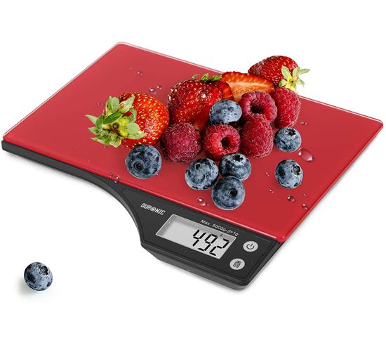 Ks350 Balance De Cuisine En Verre Rouge - Capacité De 5 Kg - Affichage Digital