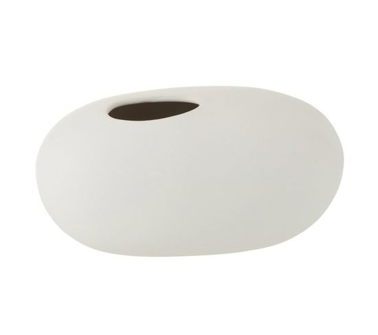 Vase Design "ovale Céramique" 25cm Blanc Mat