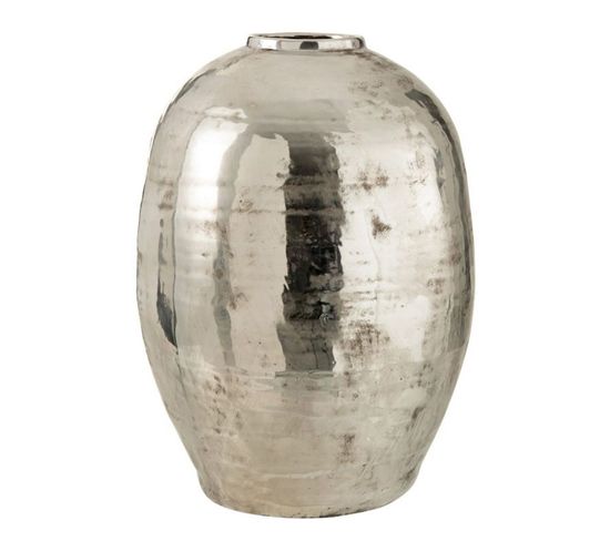 Vase Design En Métal "arya" 57cm Argent