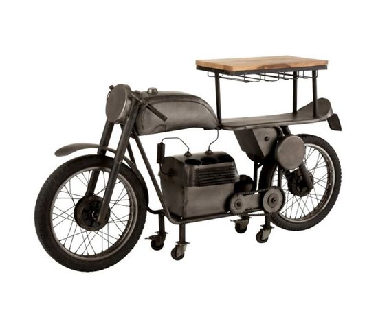 Table De Bar Design "motocyclette" 200 cm Gris