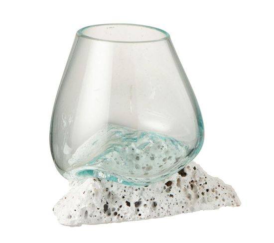 Vase Sur Pied Design "pierre De Lave" 17cm Blanc