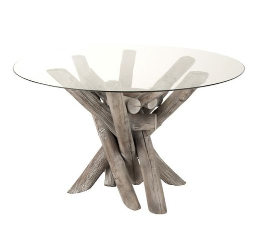 Table Ronde En Verre Et Bois Flotte Noe Table But