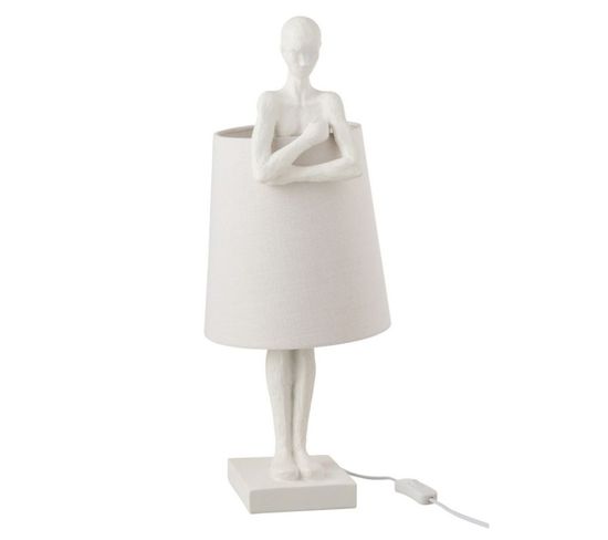 Lampe à Poser Déco "figurine Soutien" 58cm Blanc