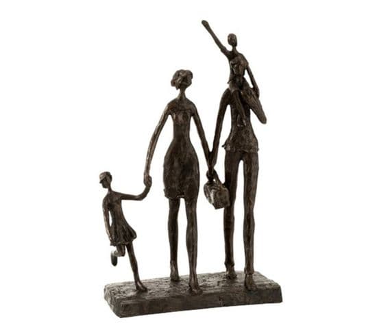 Statuette Déco "famille En Promenade" 38cm Marron