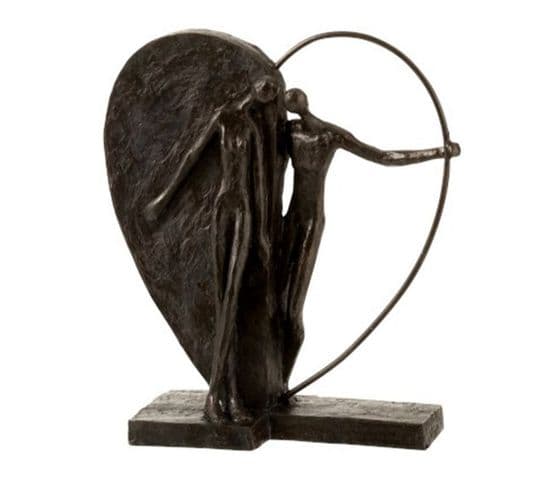 Statuette Déco "coupe Demi Cœur" 31cm Marron