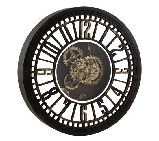 Horloge Murale "mécanisme Miroir" 60cm Noir et Or