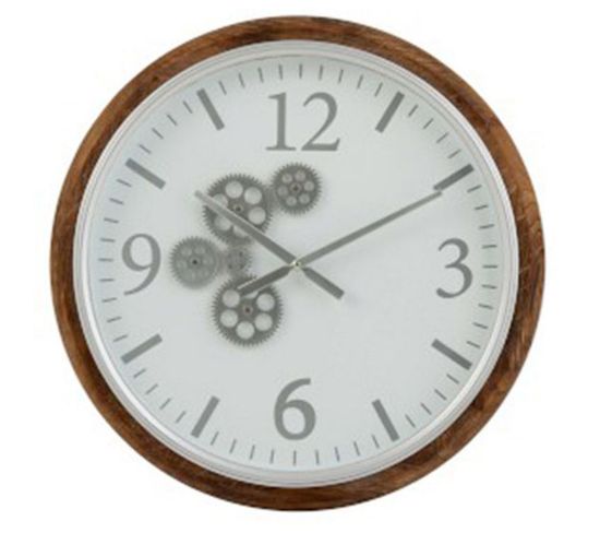 Horloge Murale Ronde "engrenage" 52cm Blanc