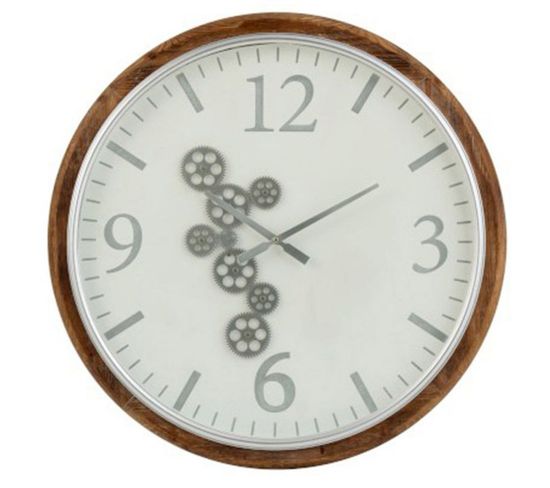 Horloge Murale Ronde "engrenage" 74cm Blanc