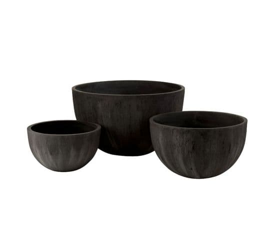 Lot De 3 Cache-pots Design "zera" 59cm Noir