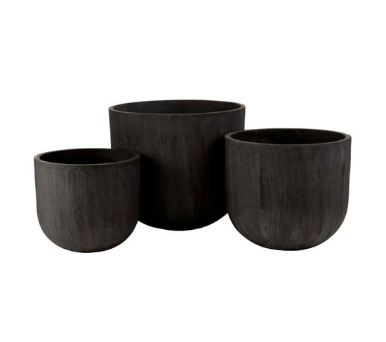 Lot De 3 Cache-pots Design "zera" 51cm Noir