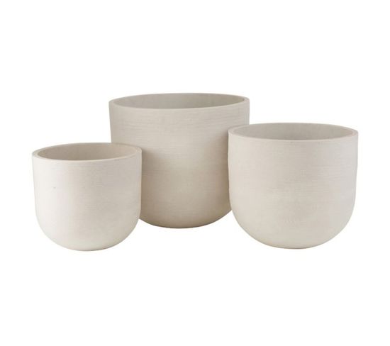 Lot De 3 Cache-pots Céramique "roda" 50cm Blanc