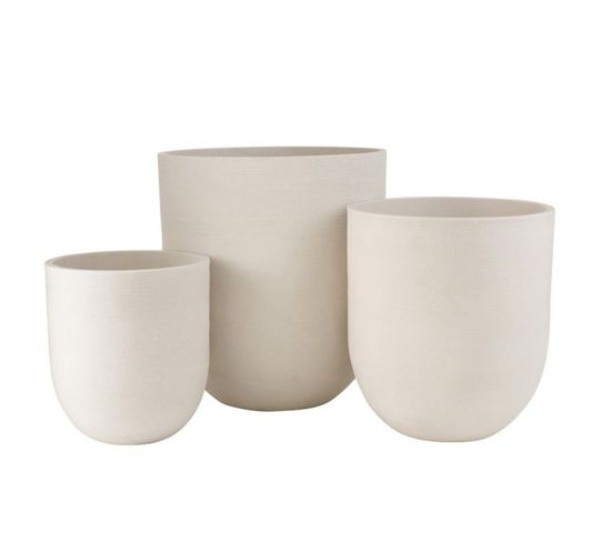 Lot De 3 Vases En Céramique "roda" 61cm Blanc