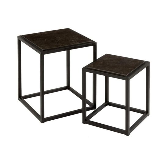 Lot De 2 Tables Gigognes "carrées" 46cm Noir