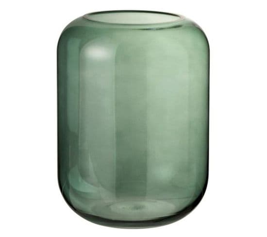 Vase Déco En Verre "cylindre" 29cm Vert