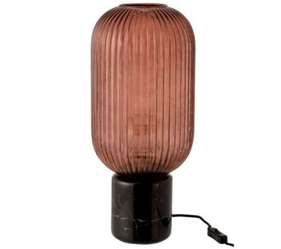 Lampe À Poser Verre Et Marbre "yufo" 46cm Noir Et Rouge