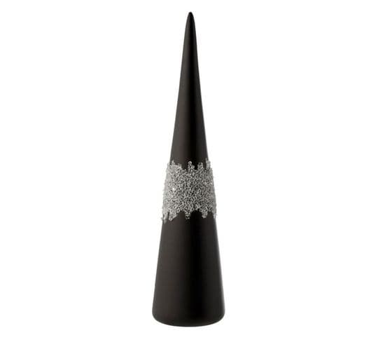 Statuette Déco "cône Glace Diamant" 42cm Noir