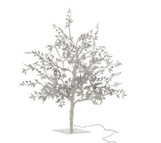 Statue Déco À Led "arbre Feuilles" 56cm Argent