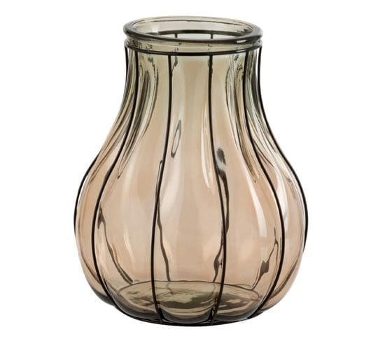 Vase Design En Verre "fusion" 30cm Taupe
