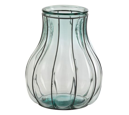Vase Design En Verre "fusion" 30cm Bleu