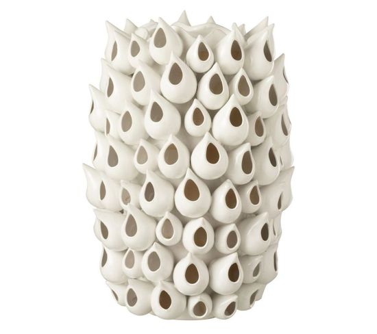 Vase Design "anémone Céramique" 43cm Blanc