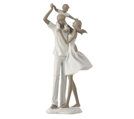 Statuette Déco "couple Et Enfant" 39cm Blanc