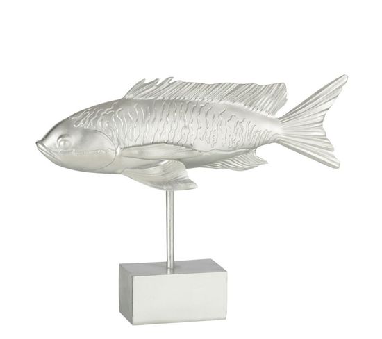 Statue Déco Sur Pied "poisson Long" 33cm Argent