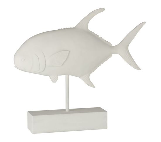 Statue Déco En Résine "poisson" 51cm Blanc