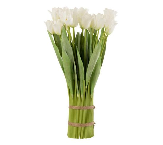 Bouquet De Fleurs "tulipes" 65cm Blanc et Vert