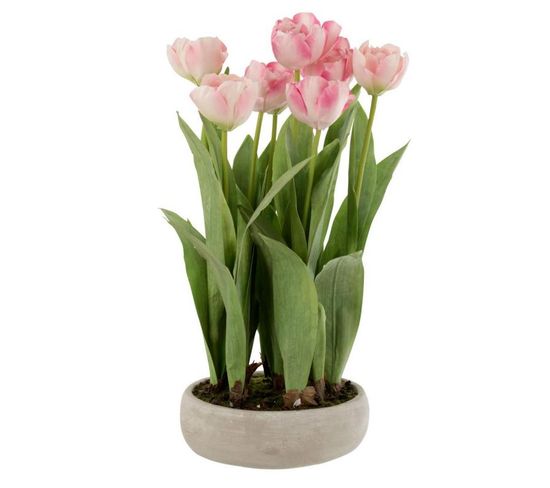 Plante Artificielle En Pot "tulipes" 46cm Rose