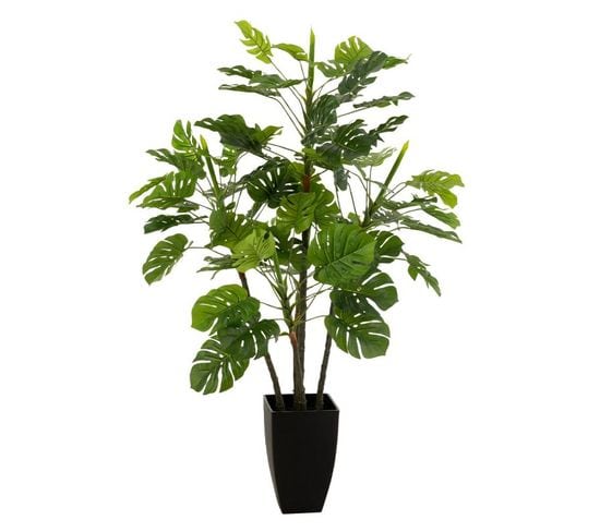 Plante Artificielle "philodendron" 110cm Vert Et Noir
