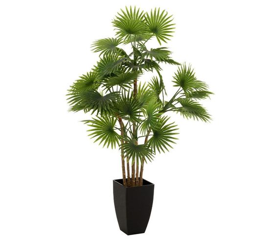Plante Artificielle "palmier En Pot" 105cm Vert et Noir