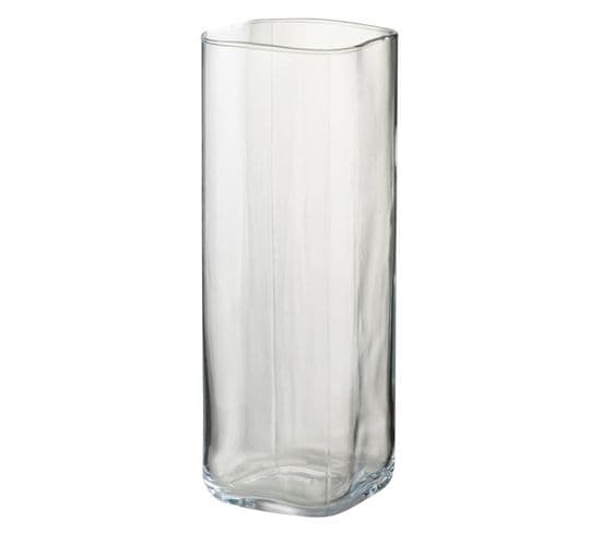 Vase Design "carré Droit" 32cm Transparent