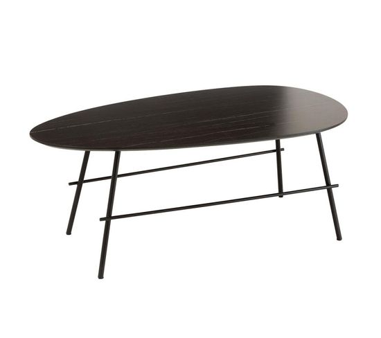 Table Basse Imprimée Marbre "sueve" 100cm Noir