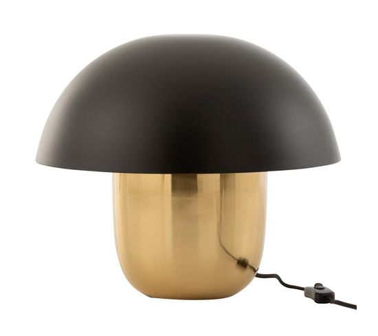 Lampe à Poser "champignon Métal" 40cm Noir et Or